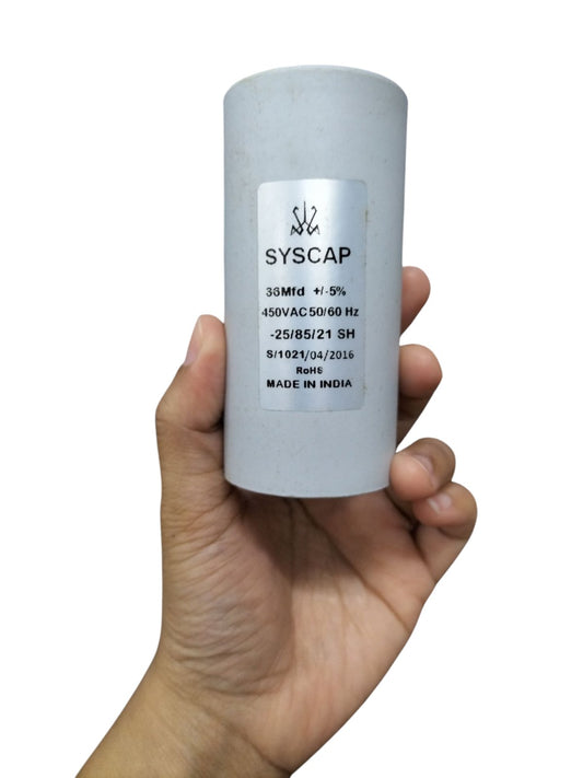 Syscap motor capacitor 450VAC 30MFD for electrical circuitry and parts