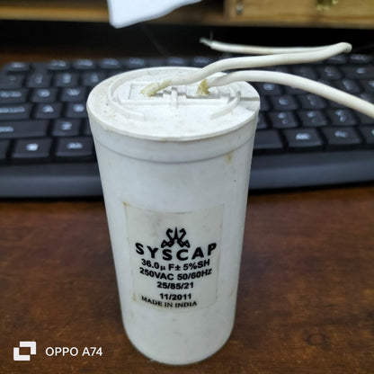 Syscap Motor Capacitor 36uF for electrical applications with 250VAC rating