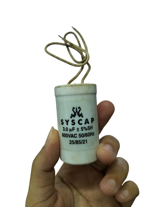 Syscap motor capacitor 3 microfarad 600V AC for electrical use