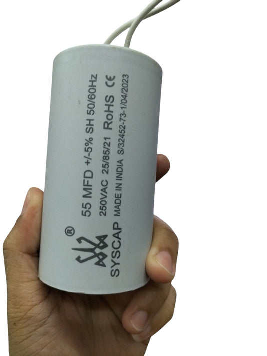 Syscap motor capacitor 55 MFD 250VAC 50 60Hz electrical circuitry part
