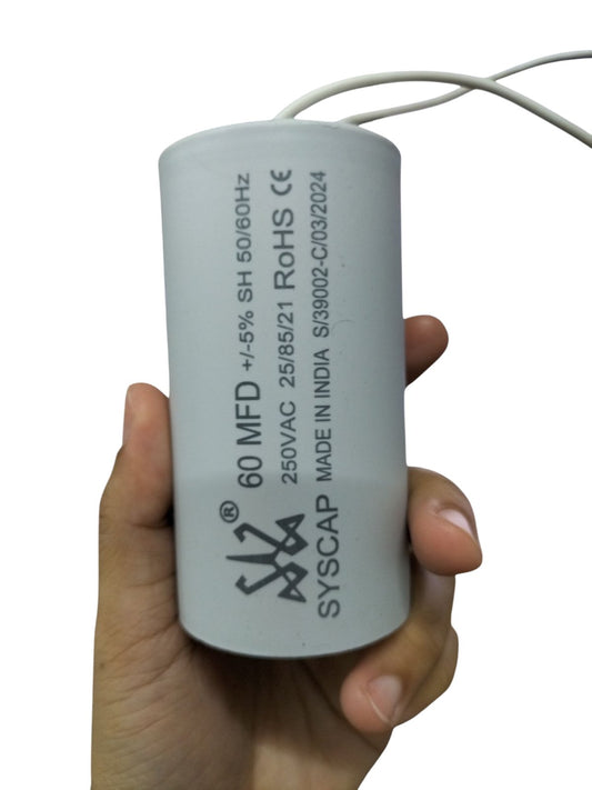 Syscap motor capacitor 60 MFD 250VAC 50 60HZ electrical circuitry part