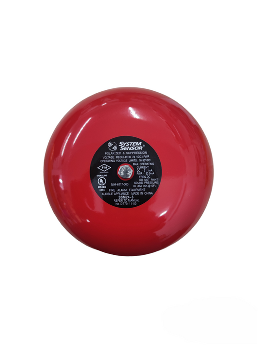 VSAIL 6" Round Bell 24V DC Polarize red door chime bell for alarm and notification systems