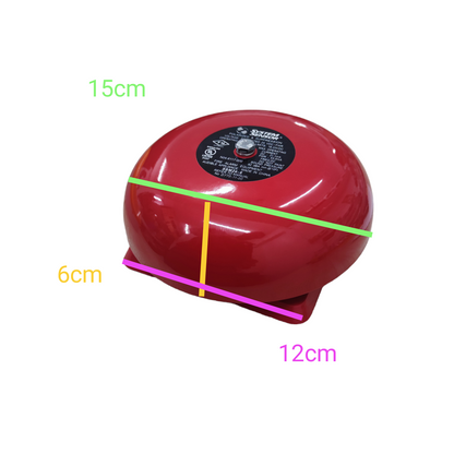 VSAIL 6" Round Bell 24V DC Polarize with a bright red finish and compact design for door chimes