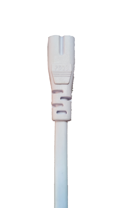 White T-5 AC cord connector 2 pin used for electrical circuitry and parts with a smooth finish