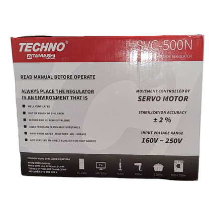 Techno Tamashi 500W AVR Servo Motor voltage regulator for door chimes and bells with stabilization accuracy
