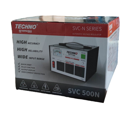 Techno Tamashi 500W AVR Servo Motor automatic voltage regulator box with high accuracy reliability and wide input range