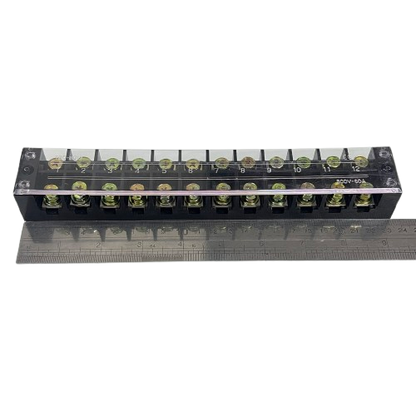 Grippes 60A terminal block 600V with 12 connections and transparent cover for safe wiring