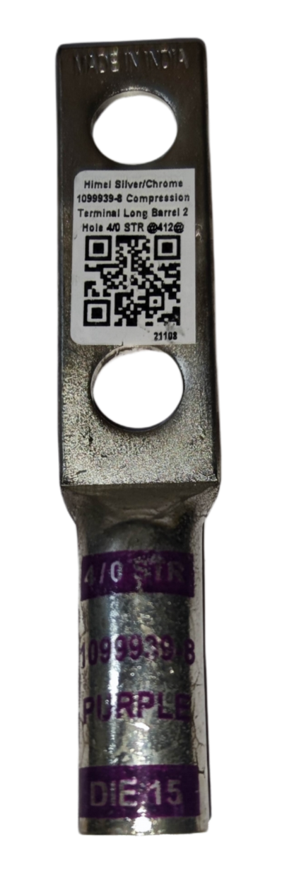 Utilux Terminal Lugs Compression Type Long Barrel with a durable silver finish and identification markings