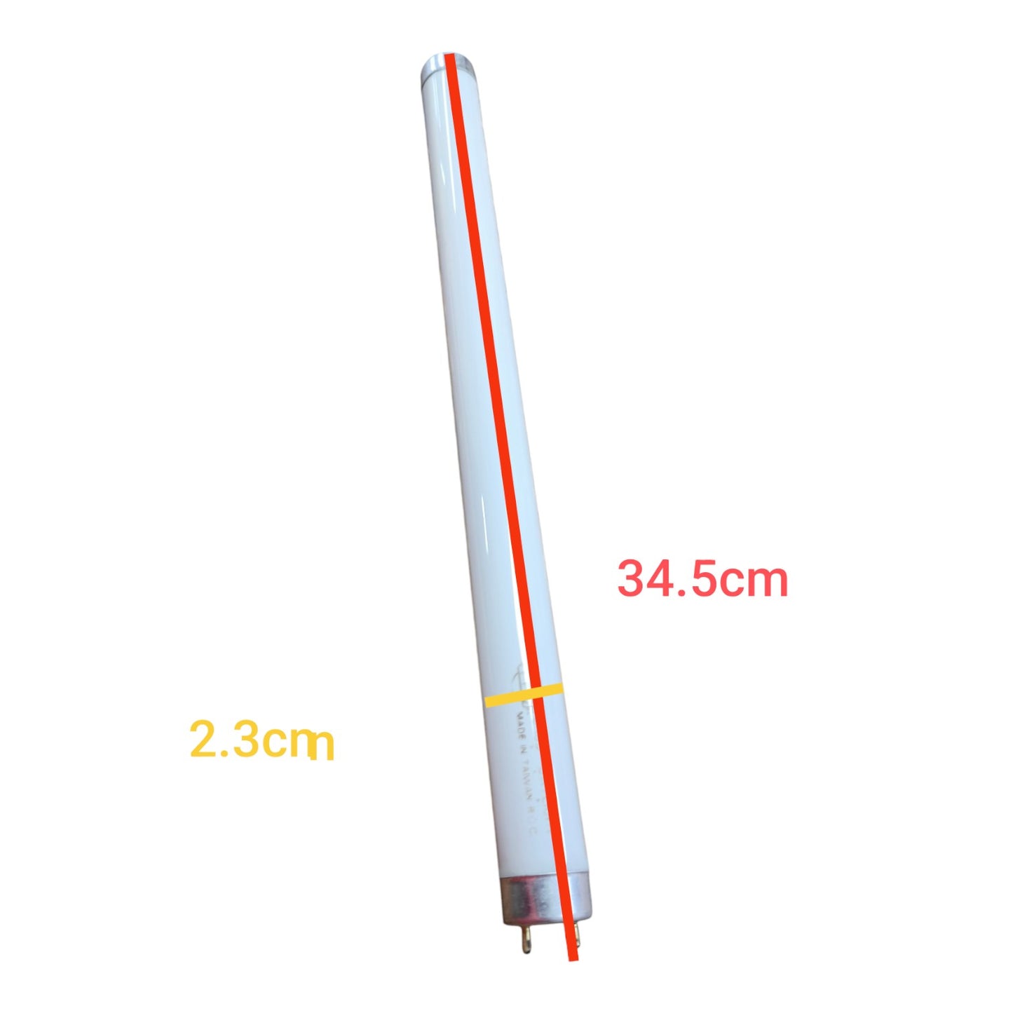 TFC 10W Fluorescent Tube Daylight T8 with dimensions of 34.5cm length and 2.3cm diameter