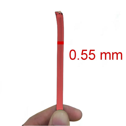 Phelps Dodge THHN AWG 8 Stranded Red wire held showing 0.55 mm thickness for electrical use