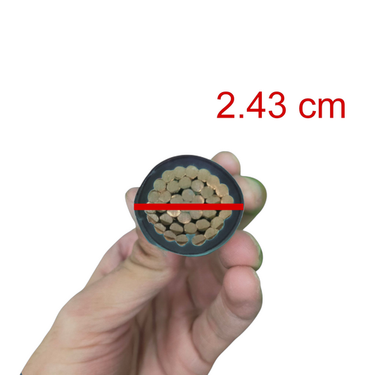 Close-up of hand holding Philflex THHN Wire 250mm Stranded 500MCM showing 2.43 cm diameter cross-section