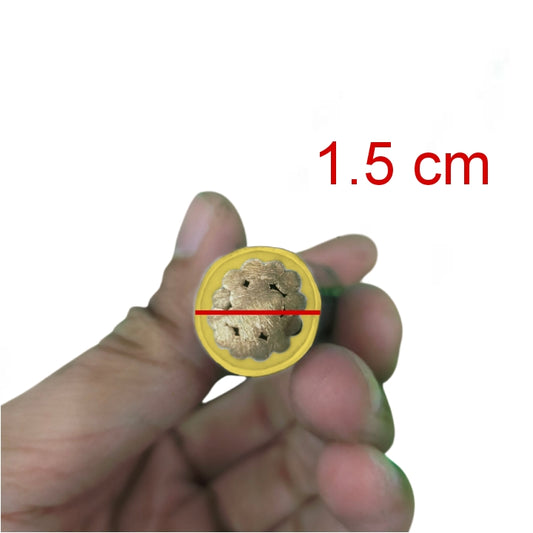 Close-up of Phelps Dodge THHN wire 80mm stranded yellow showcasing its cross-section and thickness