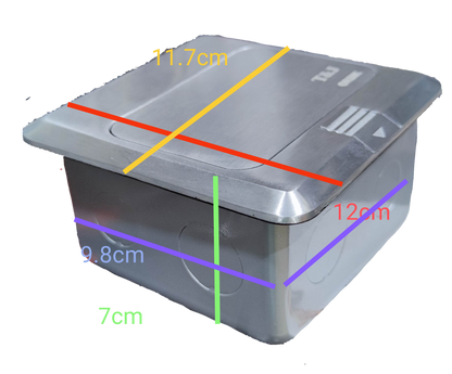 T&J Floor Outlet Pop-up USB-A Outlet in stainless steel with compact dimensions for convenient floor installation