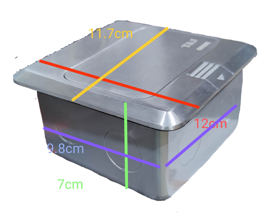 Brushed stainless steel pop up floor outlet with USB and HDMI recessed box for office and conference use