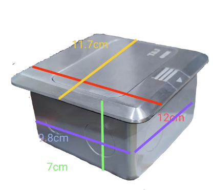 T&J Floor Outlet 3 Gang HDMI Outlet with metal cover and compact dimensions for floor installation