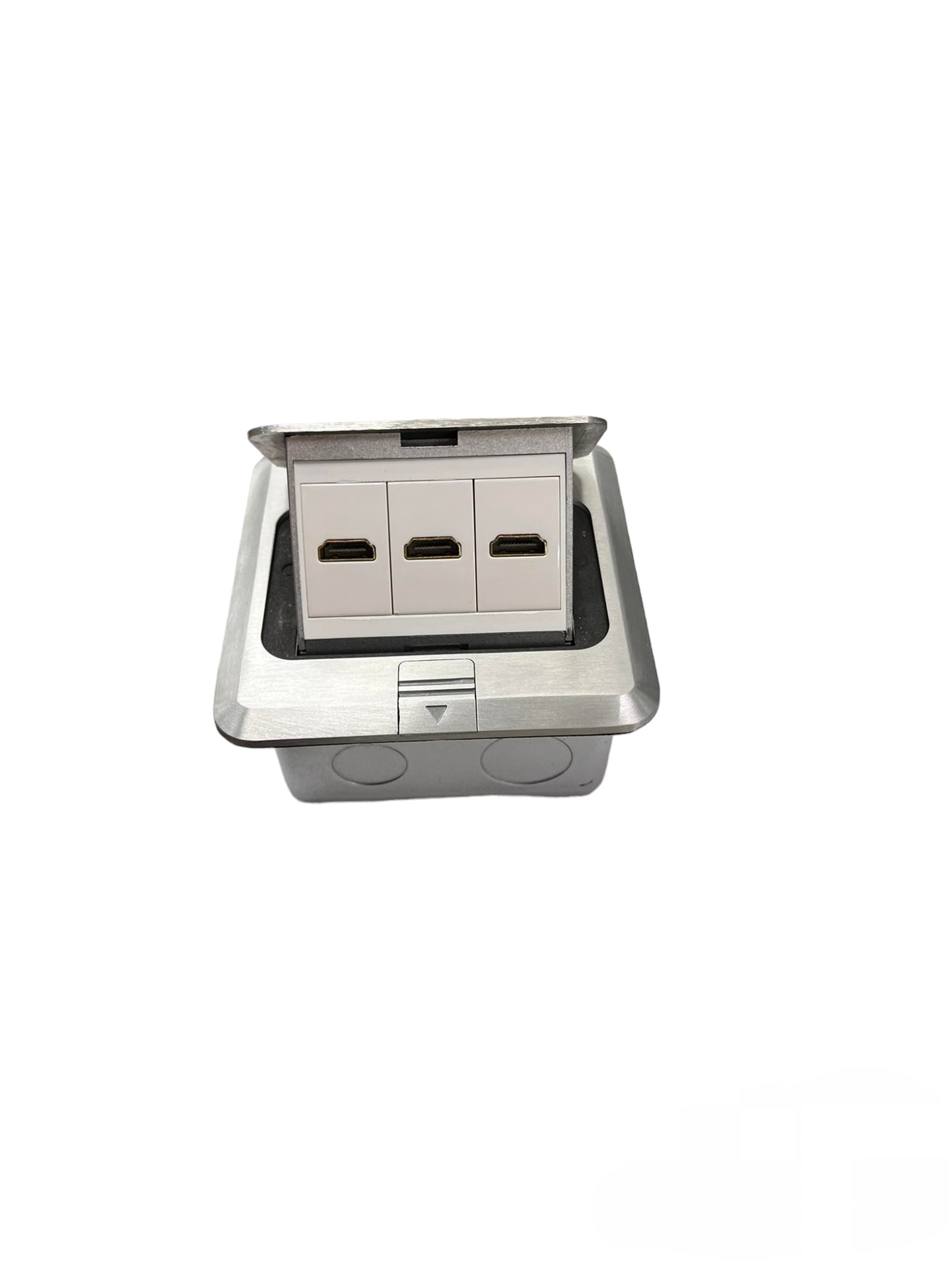 T&J Floor Outlet 3 Gang HDMI Outlet with stainless steel cover for cable connectivity