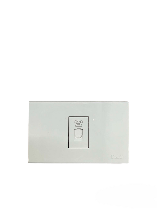 T&J 1 Gang and 2 Gang Voice Outlet with white faceplate for telephone and data connections