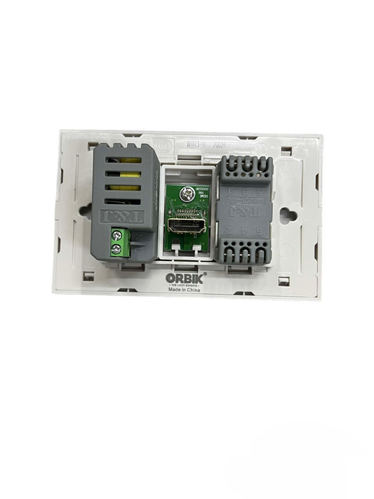 T&J Telephone Outlet with Plate cover showing internal wiring and connection ports in white casing