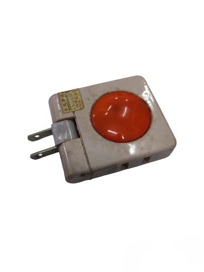 Type Cube Tap 15A 125V 1650W power plug adapter with orange button and dual prongs