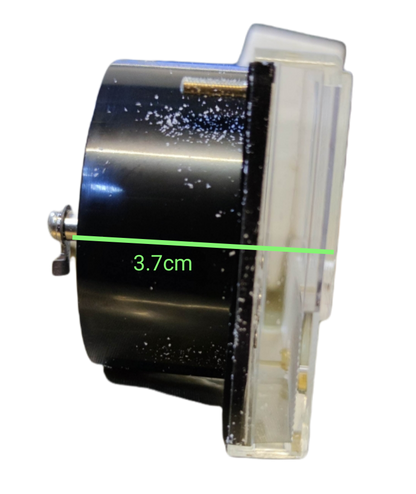 UFE Panel Meter VU Meter 66 side view showcasing its compact design and measurement scale of 3.7cm