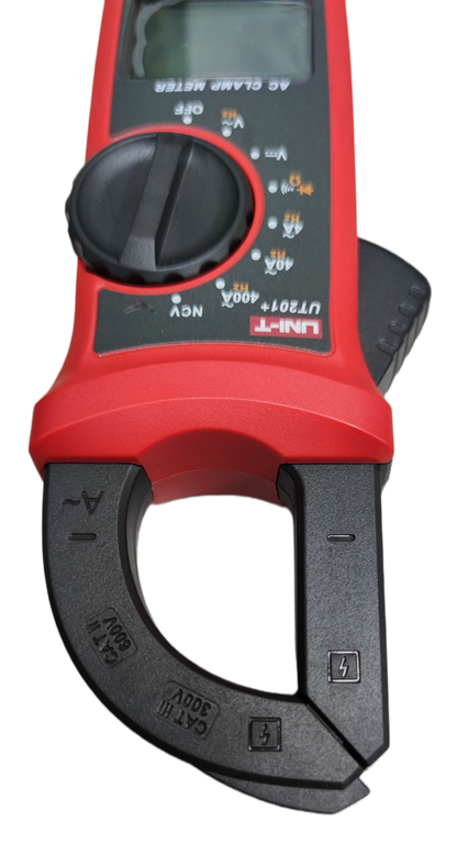 UNI-T Digital Clamp Multimeter 400A with red and black design for electrical testing
