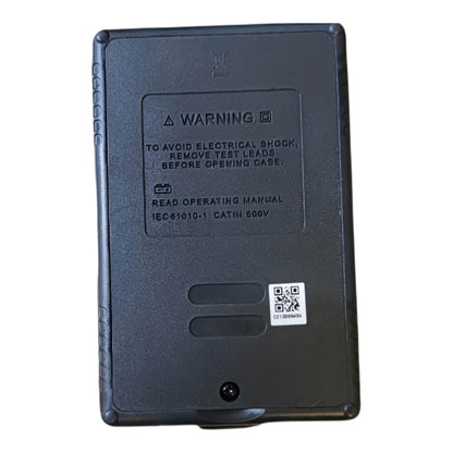 Back view of UNI-T Digital Earth Leakage Tester with warning and operating manual instructions