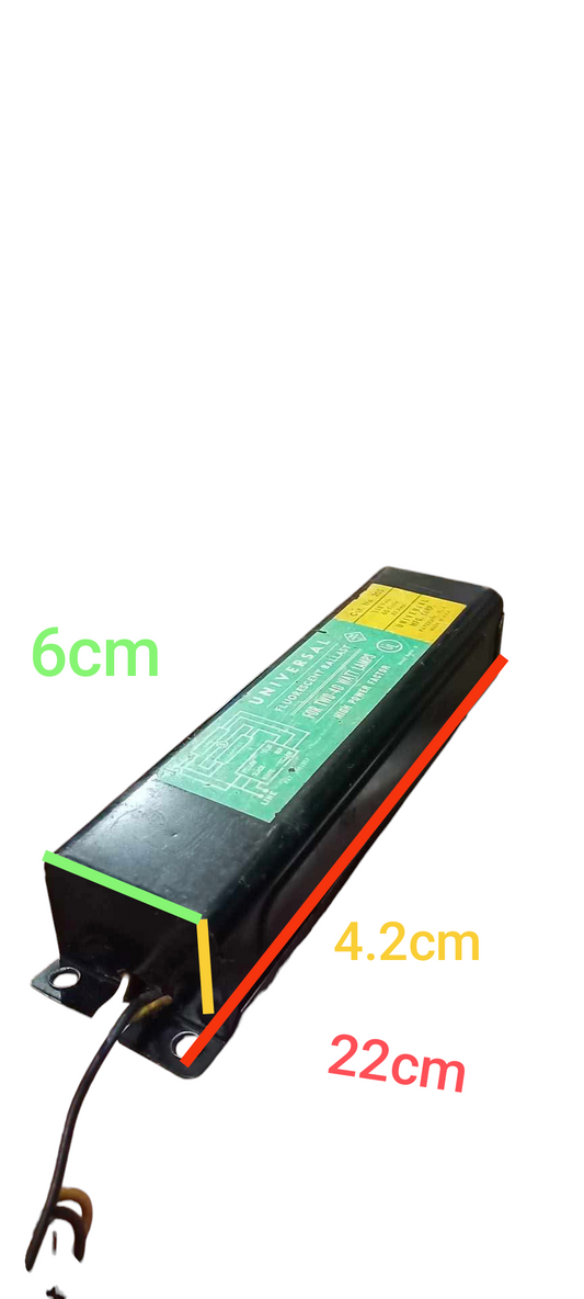 Universal 2x40W Rapid Start Ballast 118V electrical component with wiring and mounting brackets
