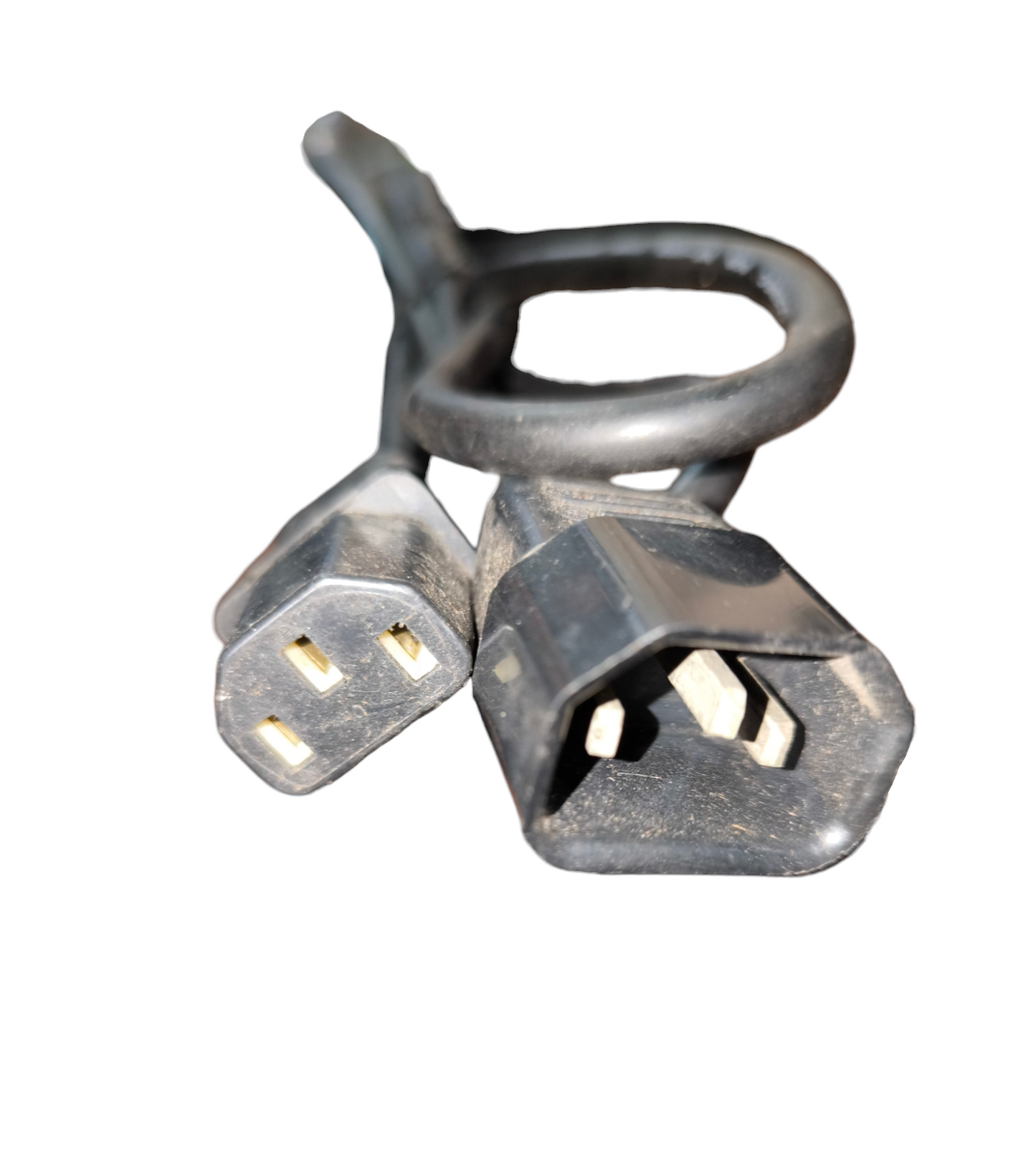 Black C13 to C14 AC power cord with molded IEC connectors for servers PC power supplies