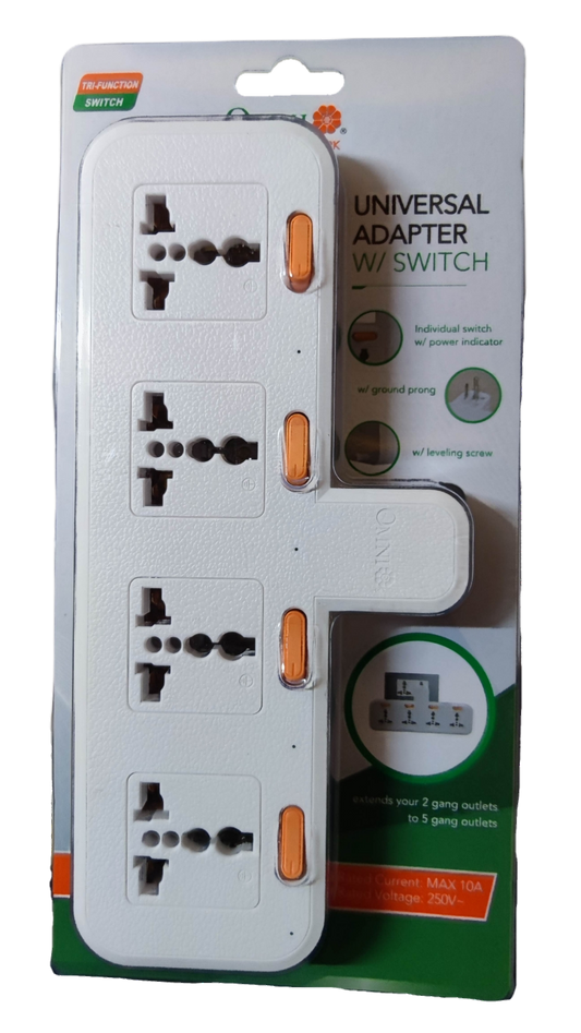 Omni 4 gang universal outlet 10A 250V power strip with individual power switches for convenience