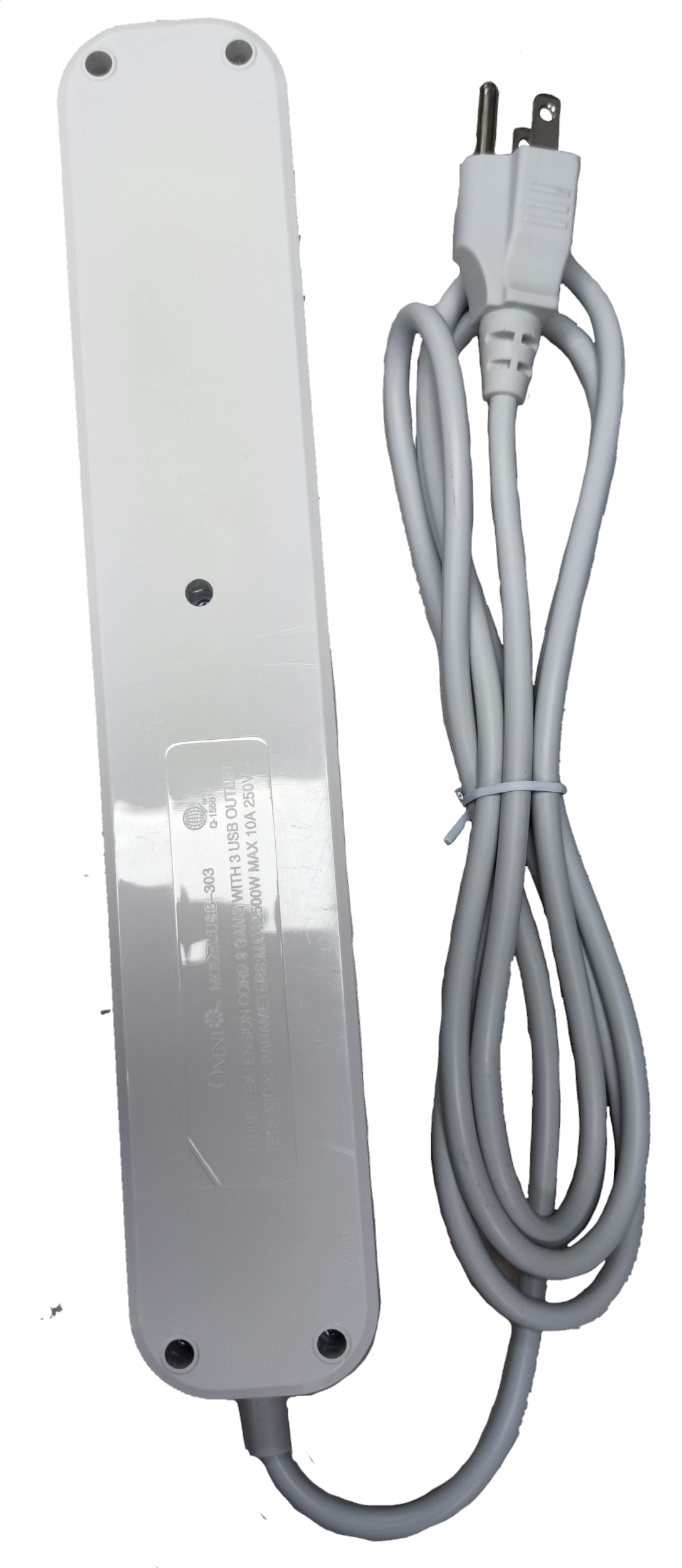 Omni universal outlet power strip with USB featuring multiple outlets and a durable design