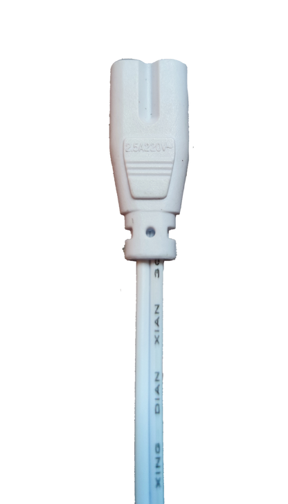 White T-5 AC Connector 2 Pins inline lamp cord plug for LED tube and fluorescent fixture wiring