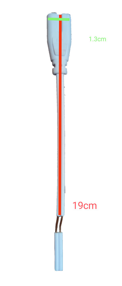 Local T-5 AC Connector 2 Pins white two pin connector with 19cm red and white wires and exposed leads