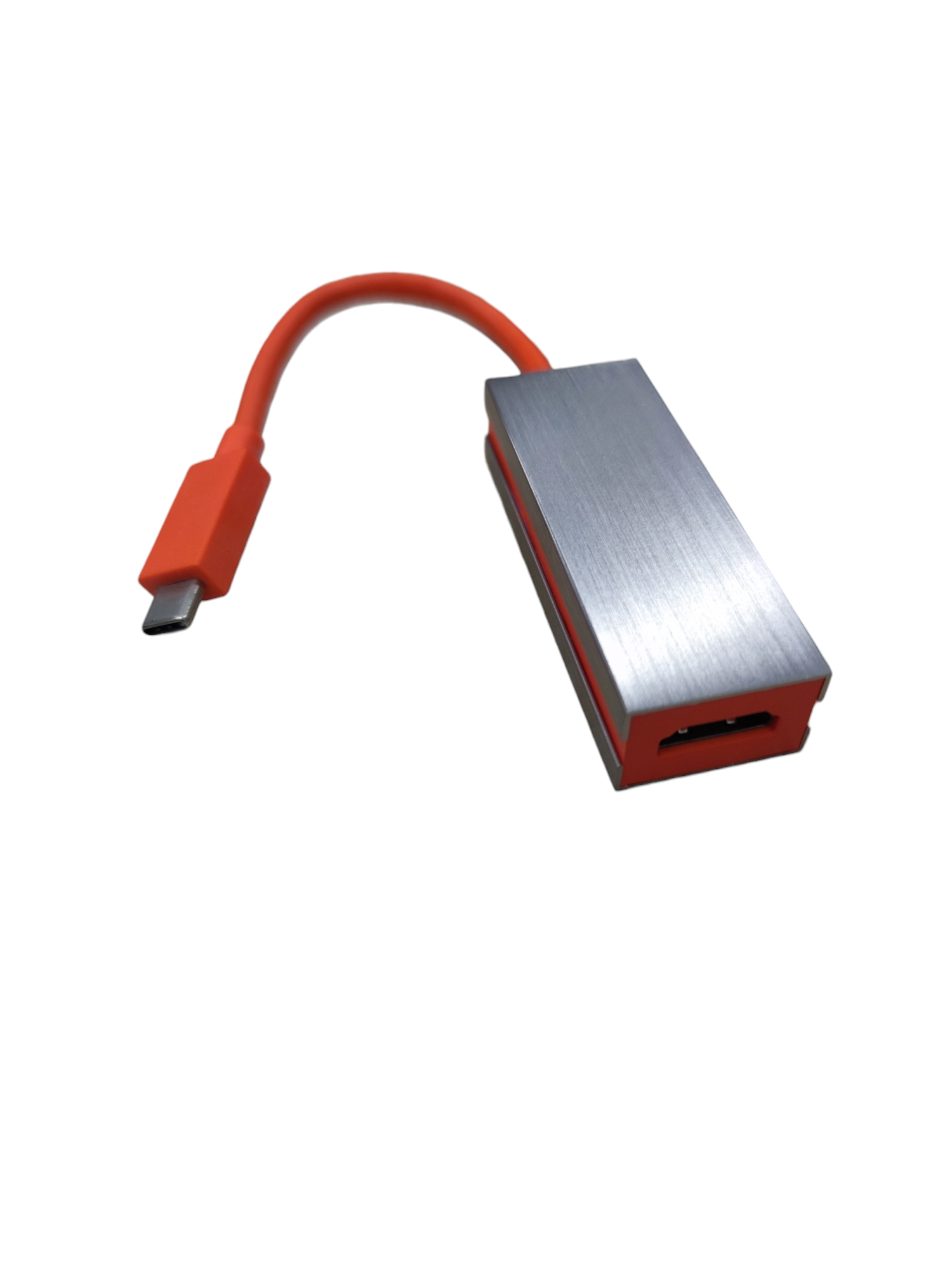 China-made USB-C to HDMI Adapter 720P with red cable and aluminum casing for video output