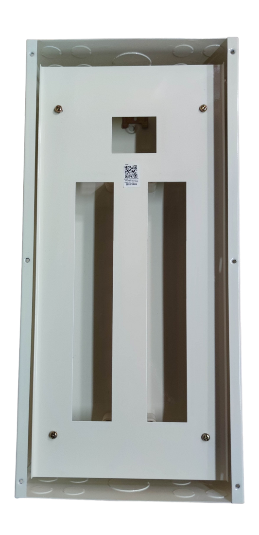 Himel 125A 2 pole panel board electrical circuitry part with white metal frame and multiple slots