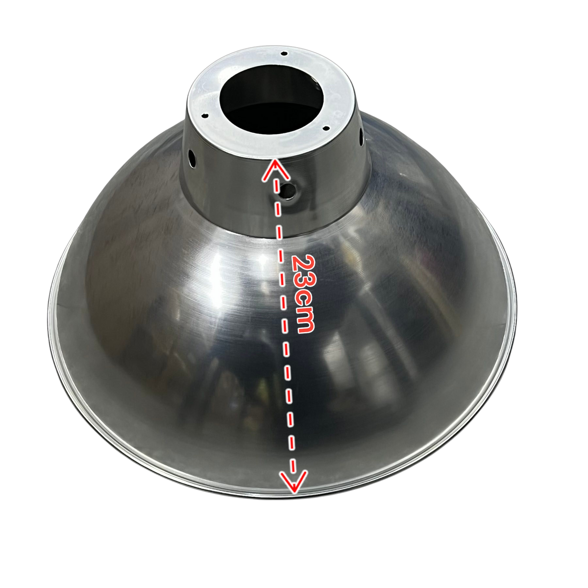 14 inch aluminum reflector lamp cover from Electx Electrical Supply with smooth metallic finish