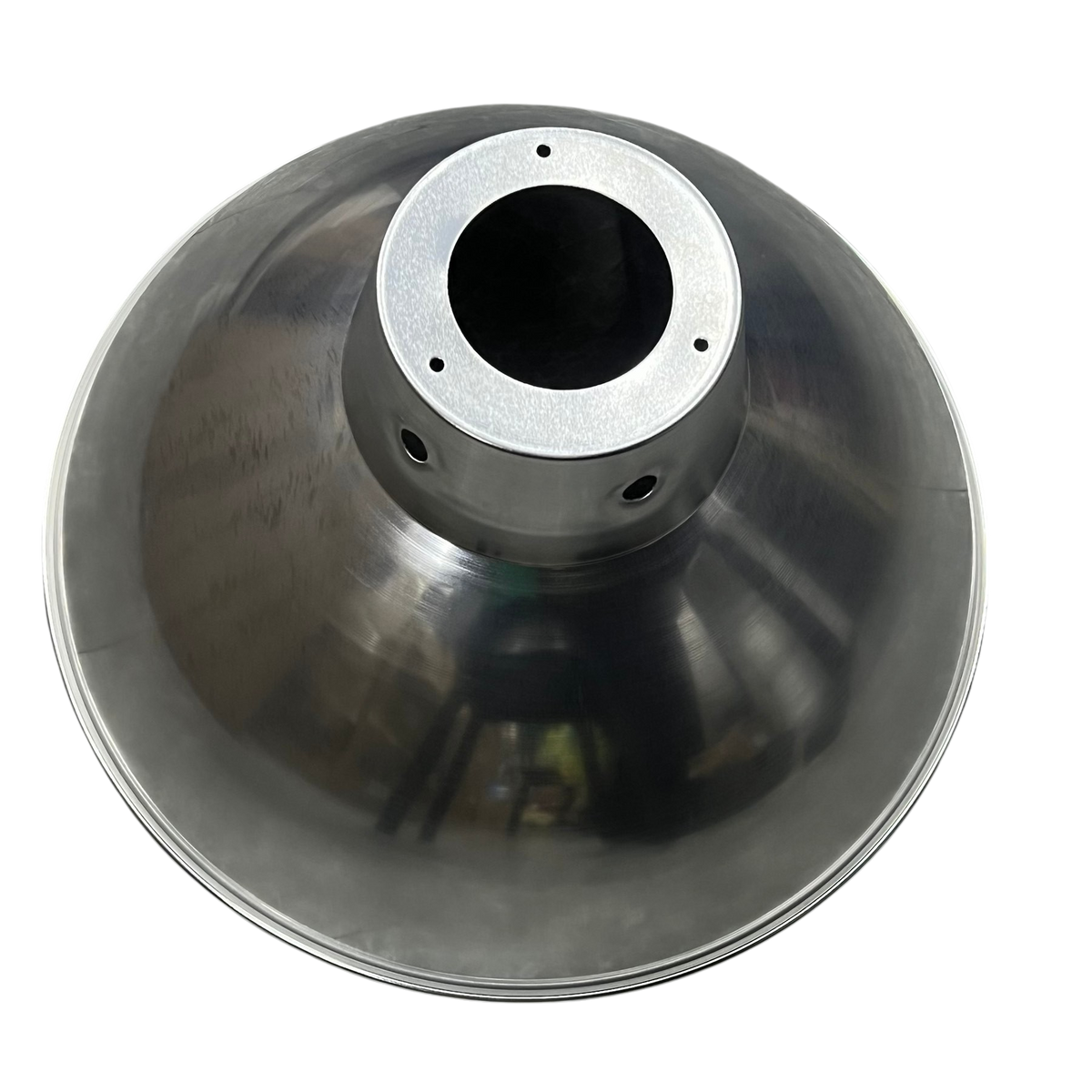 Electx Electrical Supply 14 inch aluminum reflector lamp cover with smooth metallic finish