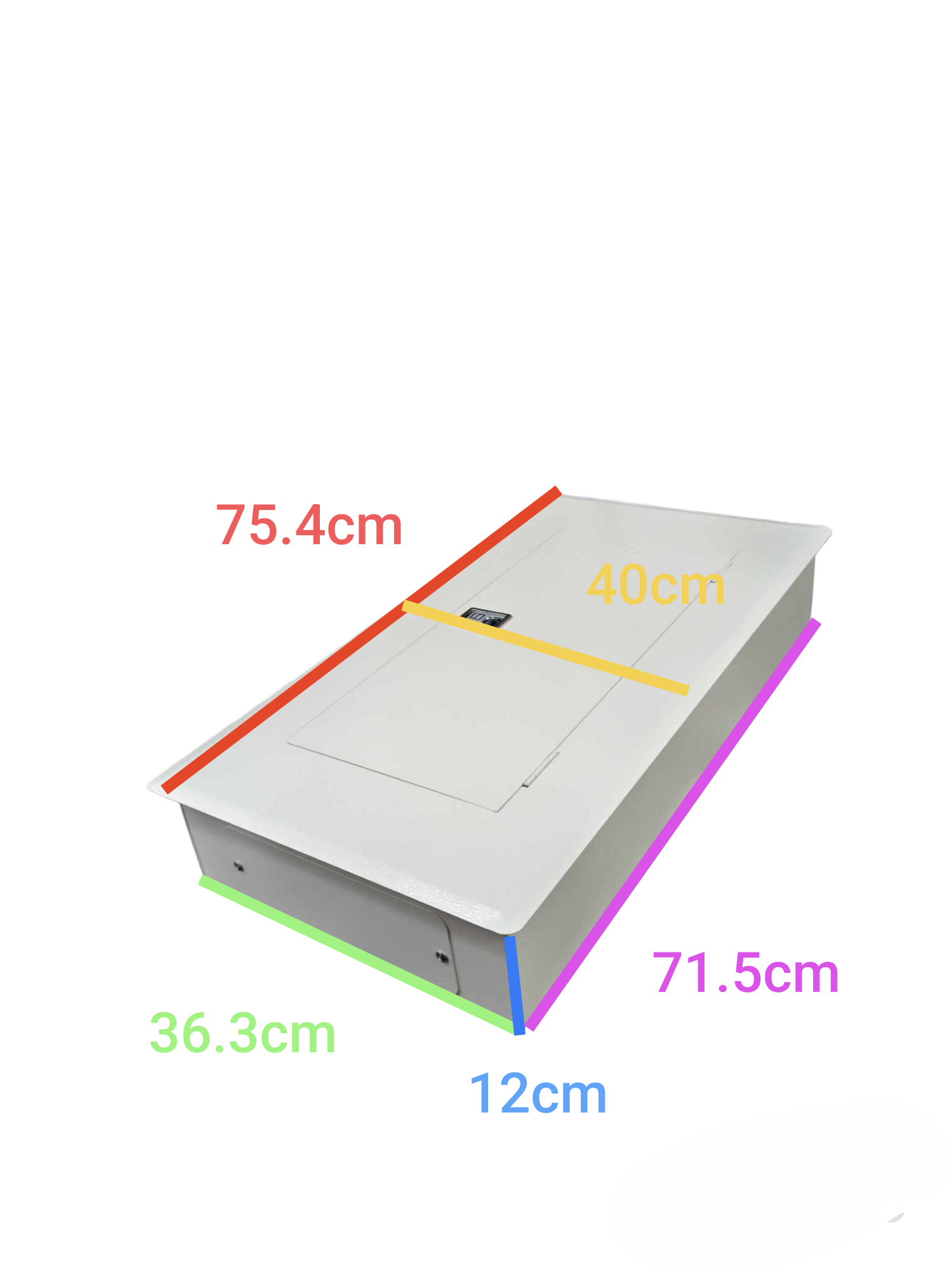 Koten 16 branch MCB panel in white with dimensions labeled for electrical circuitry and parts