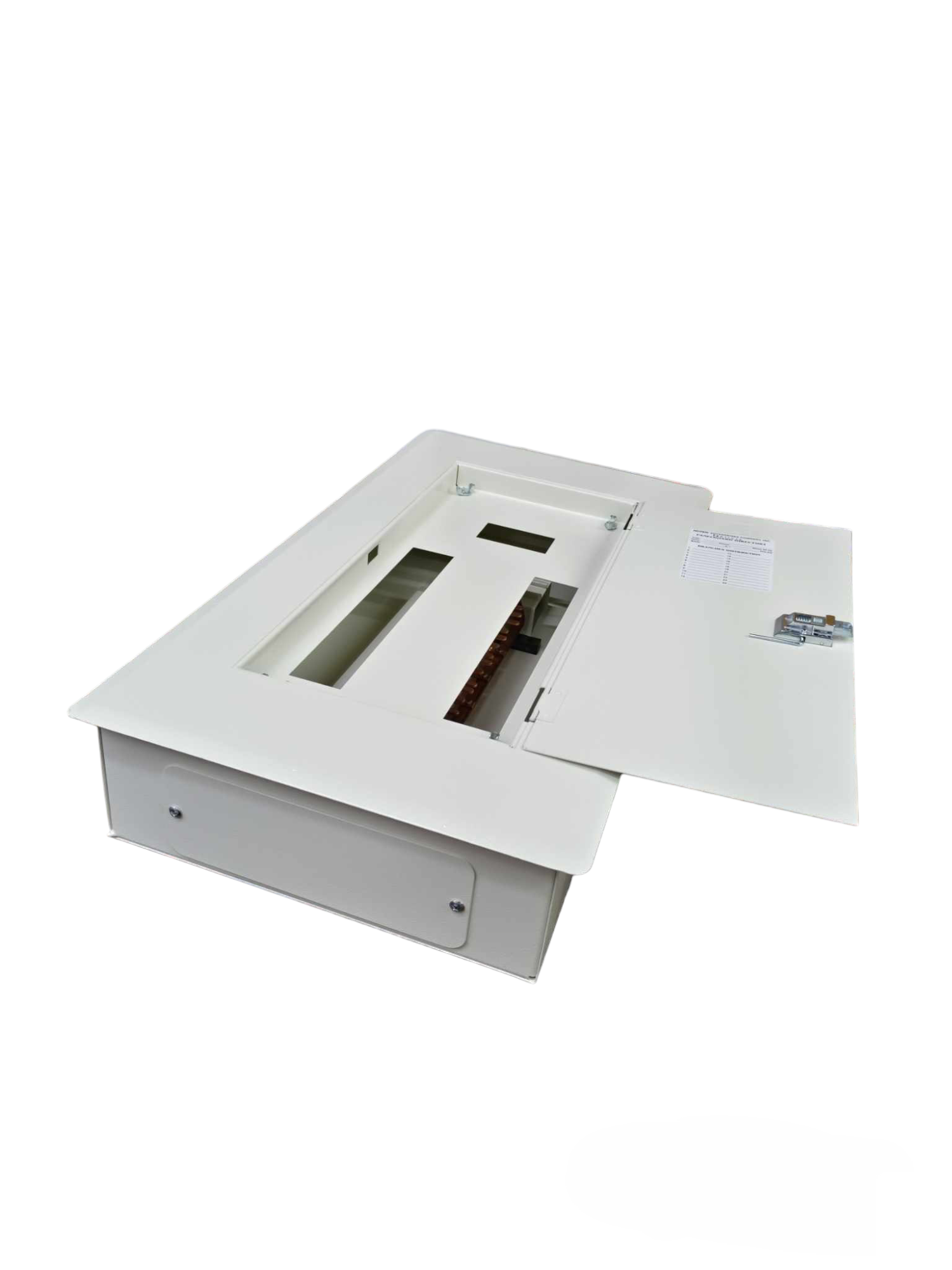 Koten 16 branch MCB panel with white metal enclosure and open door for electrical circuitry