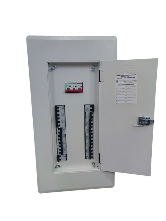 Koten 16 branch MCB panel with white metal enclosure and open door showing circuit breakers