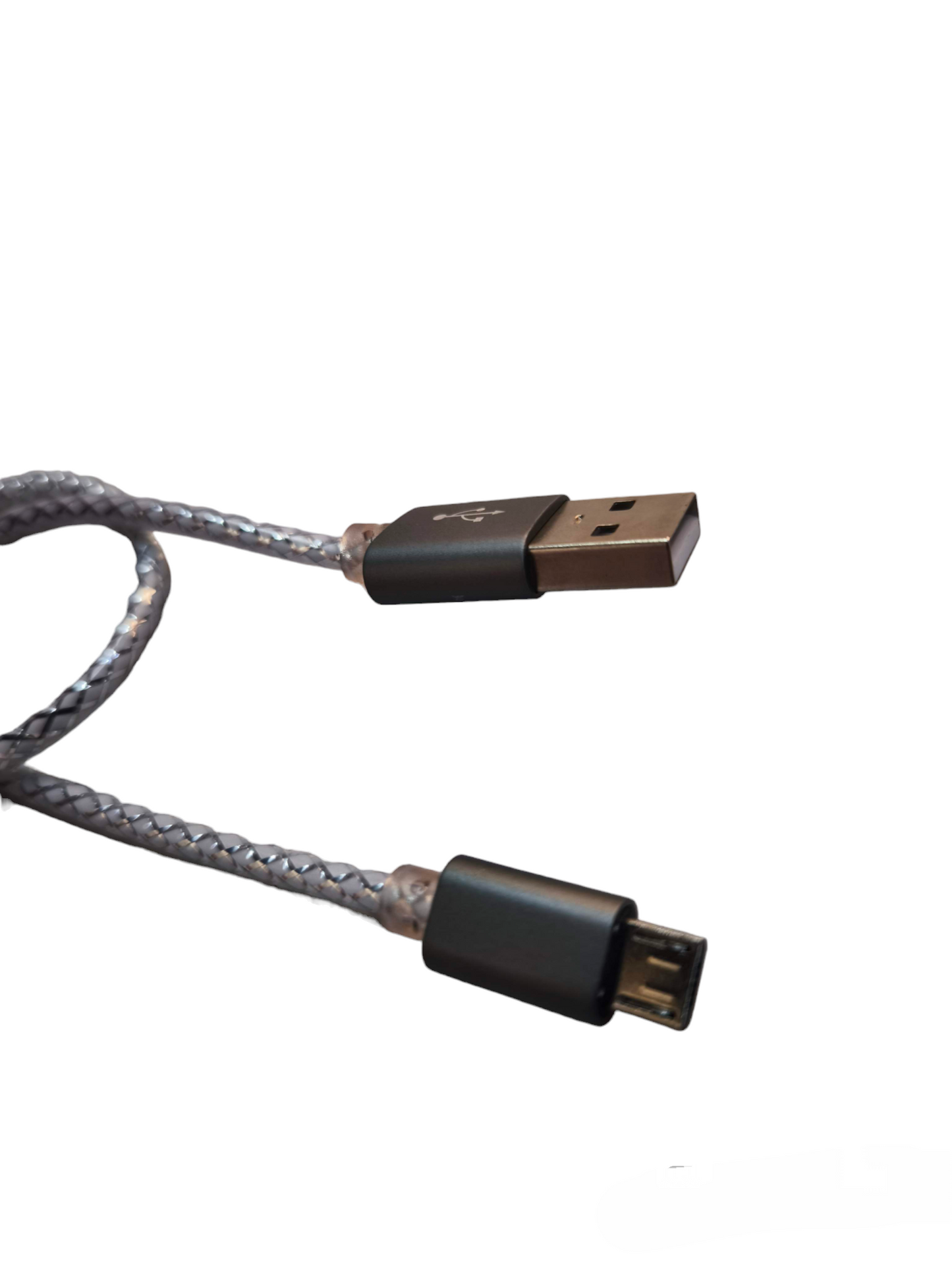 30cm micro USB charging cable with braided exterior and black connectors from China