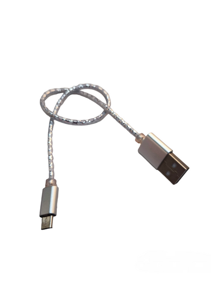 30cm micro USB charging cable with braided design and silver connectors from China