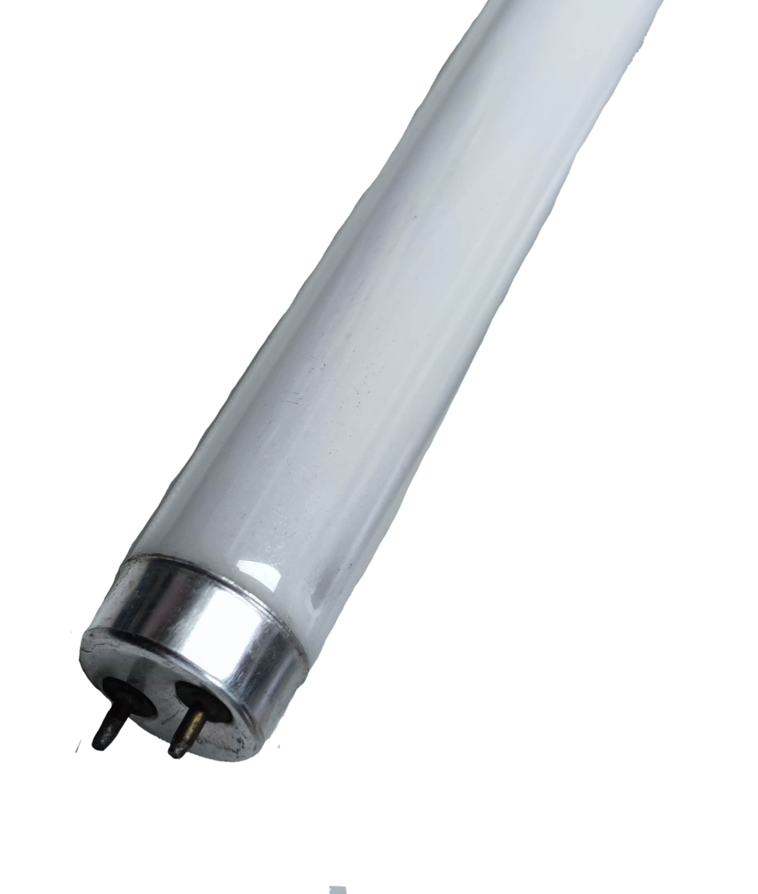 Irisram 36W Fluorescent Tube T-8 Red with metal end cap and pins on black background