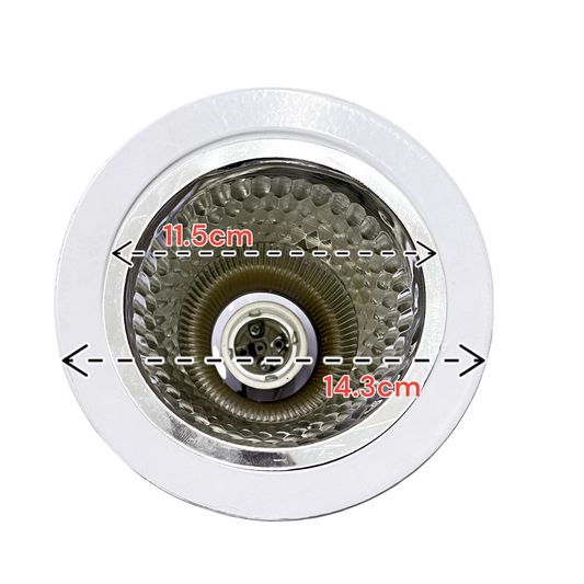 Biglite 4 inch E27 downlight fixture with white trim and reflective interior for lighting installation