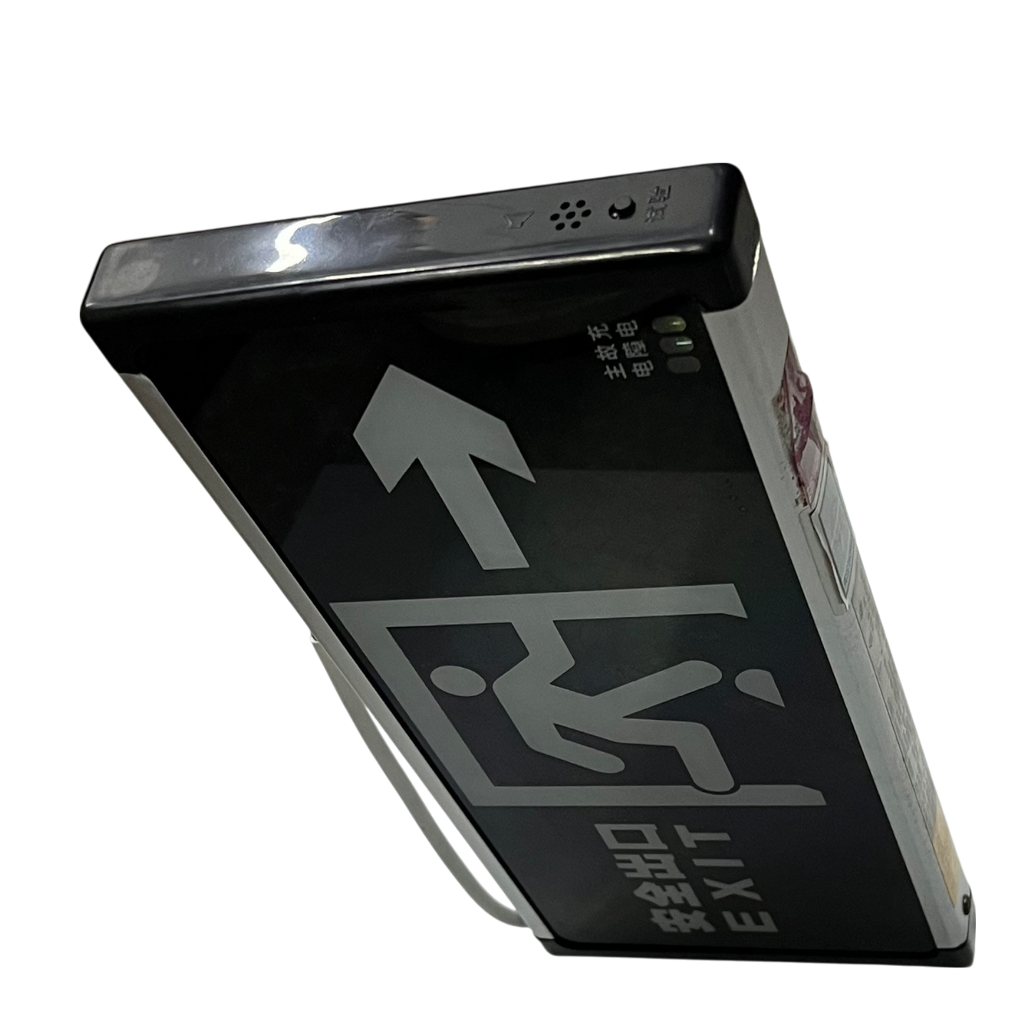 Exit Sign Right Arrow Running Man Green safety light with clear directional arrow and exit text