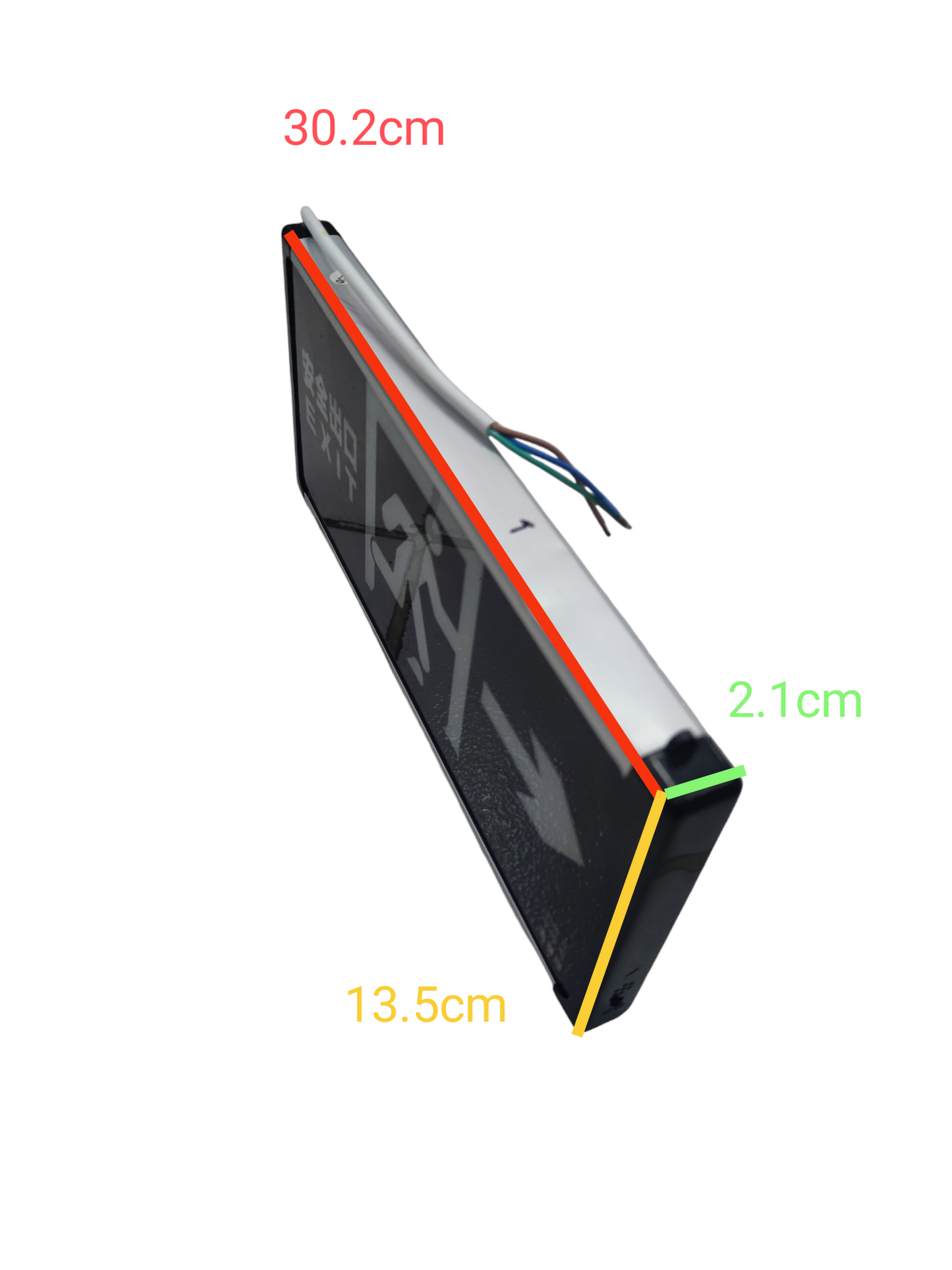 Exit Sign Right Arrow Running Man Green LED safety light with wiring for emergency exit guidance