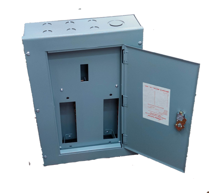 Electx Electrical Supply Panel Board TQD Main 2 Pole 8 Branches with open gray metal enclosure