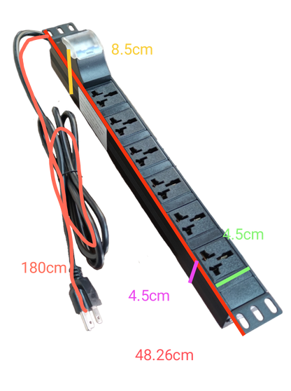 Grippes PDU for data cabinet 32A power supply unit with multiple outlets and 180cm power cord