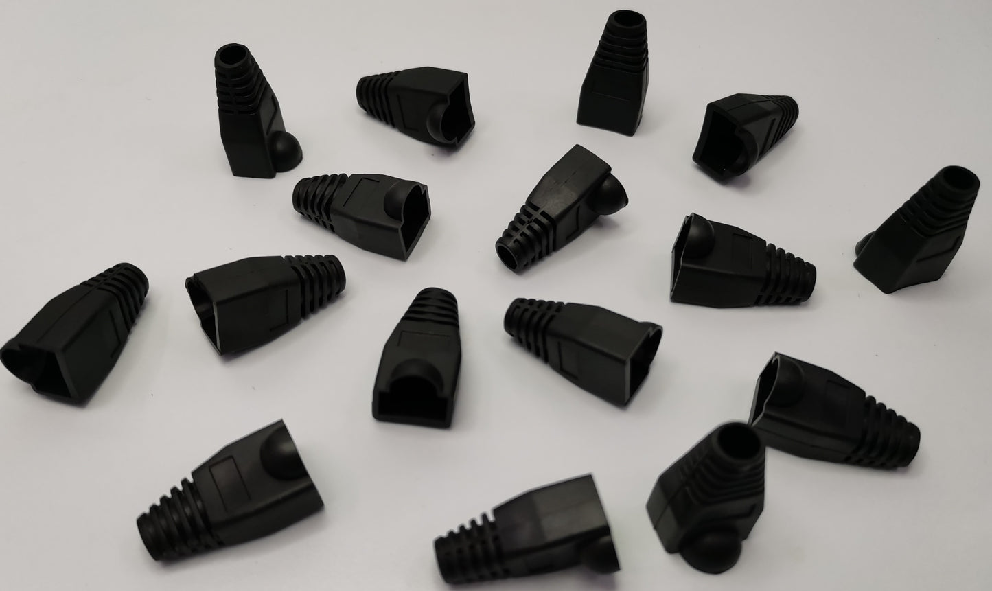 Black Rubber BooT RJ45 Grippes caps for electrical circuitry connectors by Grippes