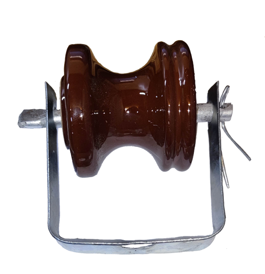 Electx Electrical Supply secondary rack 1 wire insulator with brown ceramic and metal bracket