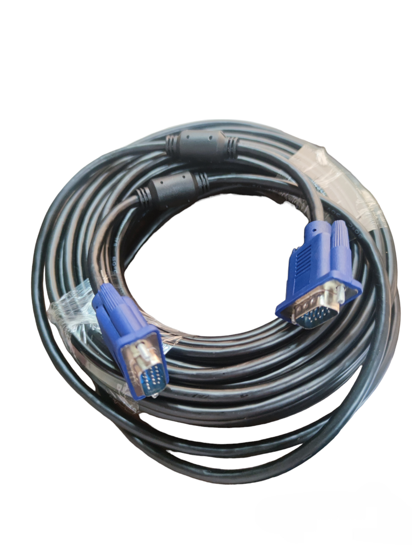 Grippes VGA Cable 15 Meters with blue connectors and black durable insulated cable